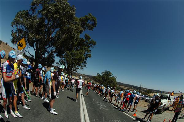 Fans waiting on the climb